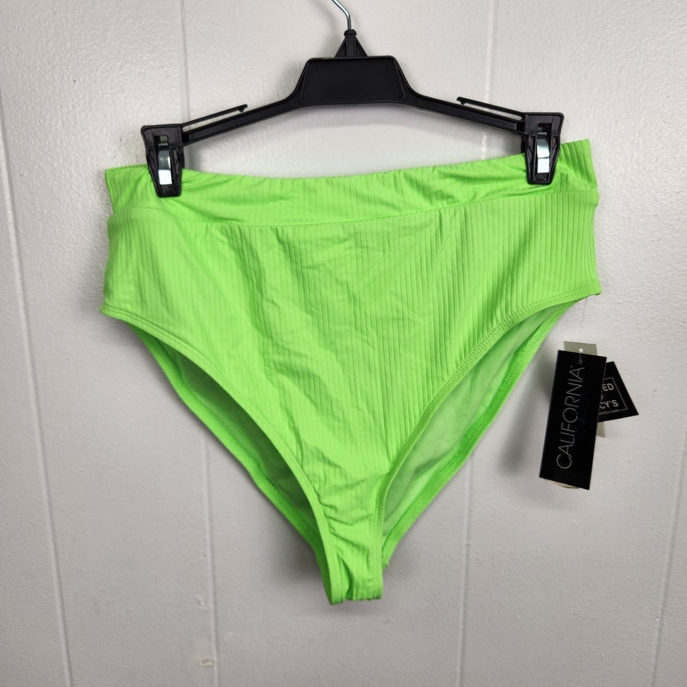 California Waves Ribbed Hipster Bikini Bottoms Lime XL XLarge NWT